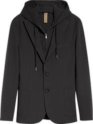 Eleventy Slim Fit Piqué Sport Coat with Removable, Hooded Bib