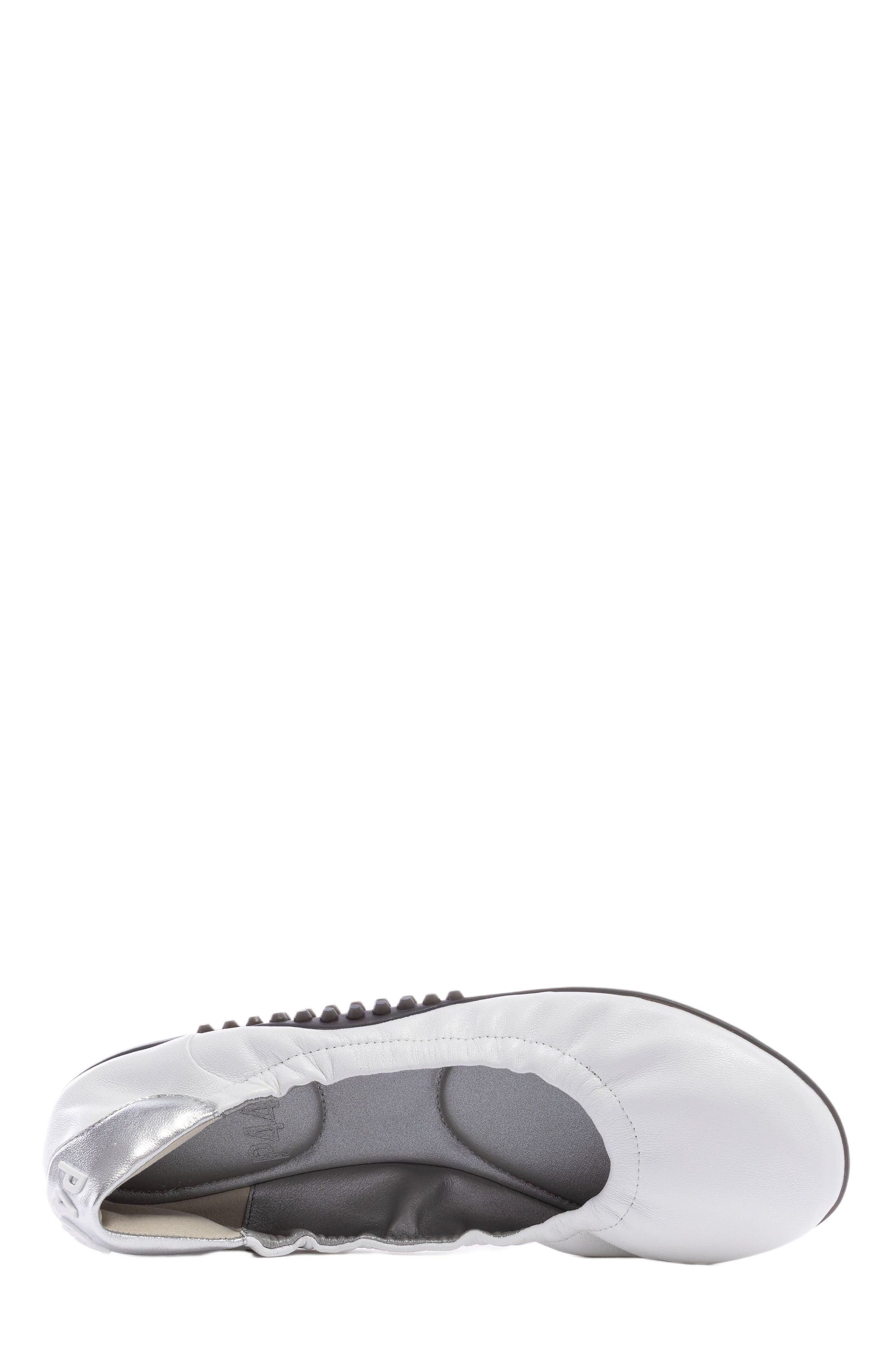 Stella Ballet Flat, Alternate, color, White/Silver
