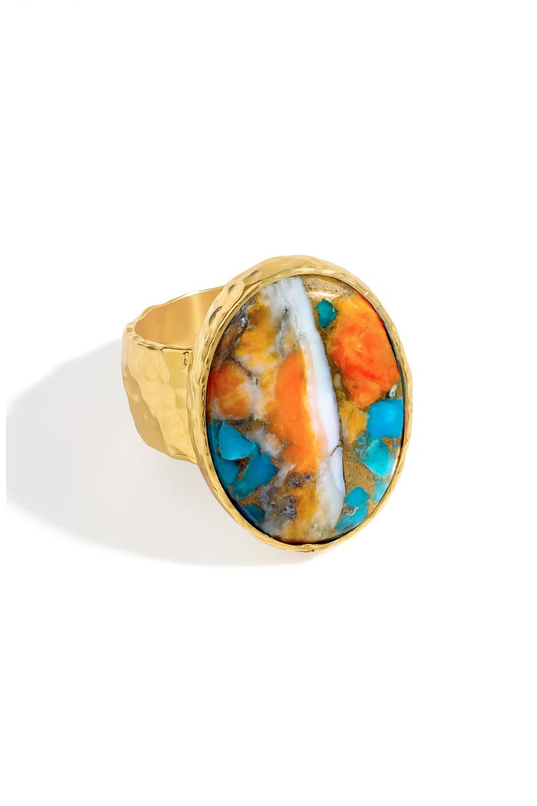 Oyster Turquoise Ring, Alternate, color, ORANGE