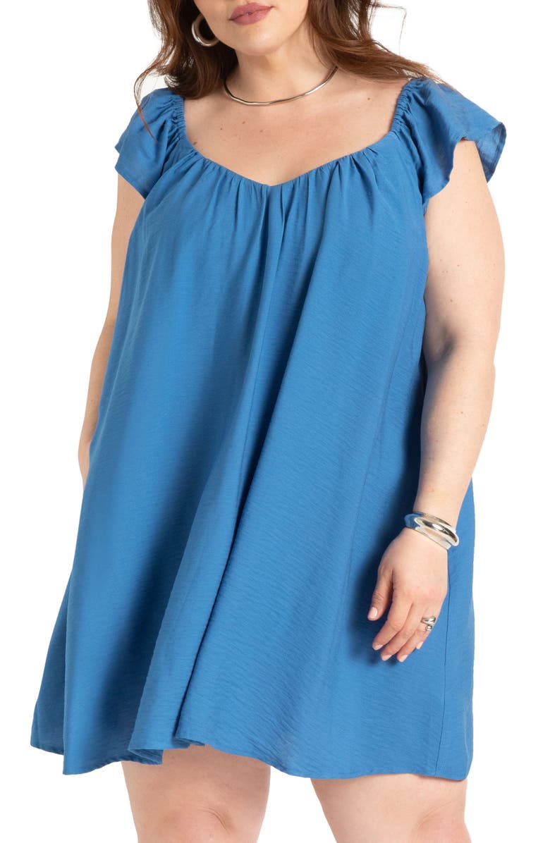 ELOQUII Flutter Sleeve Shift Dress, Main, color, 