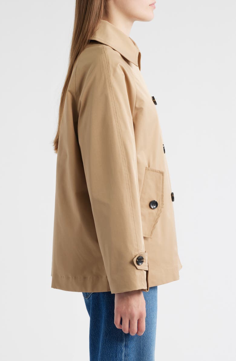 BCBG Max Azria Double Breasted Short Trench Coat, Alternate, color, Camel