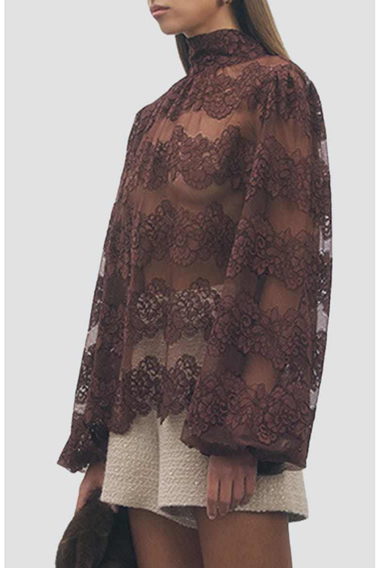 Shana Lace Tiered Top, Alternate, color, BROWN