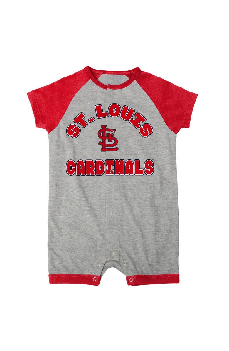 Outerstuff Infant Heather Gray St. Louis Cardinals Extra Base Hit Raglan Full-Snap Romper, Alternate, color, Heather Gray