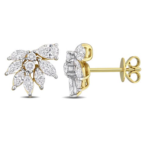 Lab-Grown Diamond Floral Earrings 14k