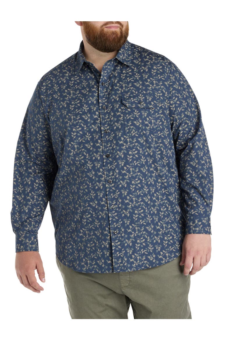 Big & Tall Fern Print Sport Shirt, Alternate, color, MULTI