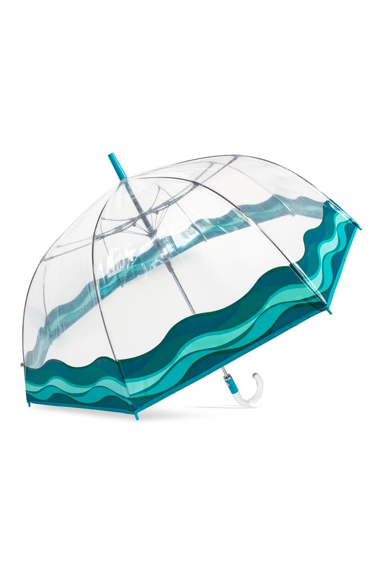 Auto Open Bubble Stick Umbrella, Alternate, color, WAVES OF CAPRI