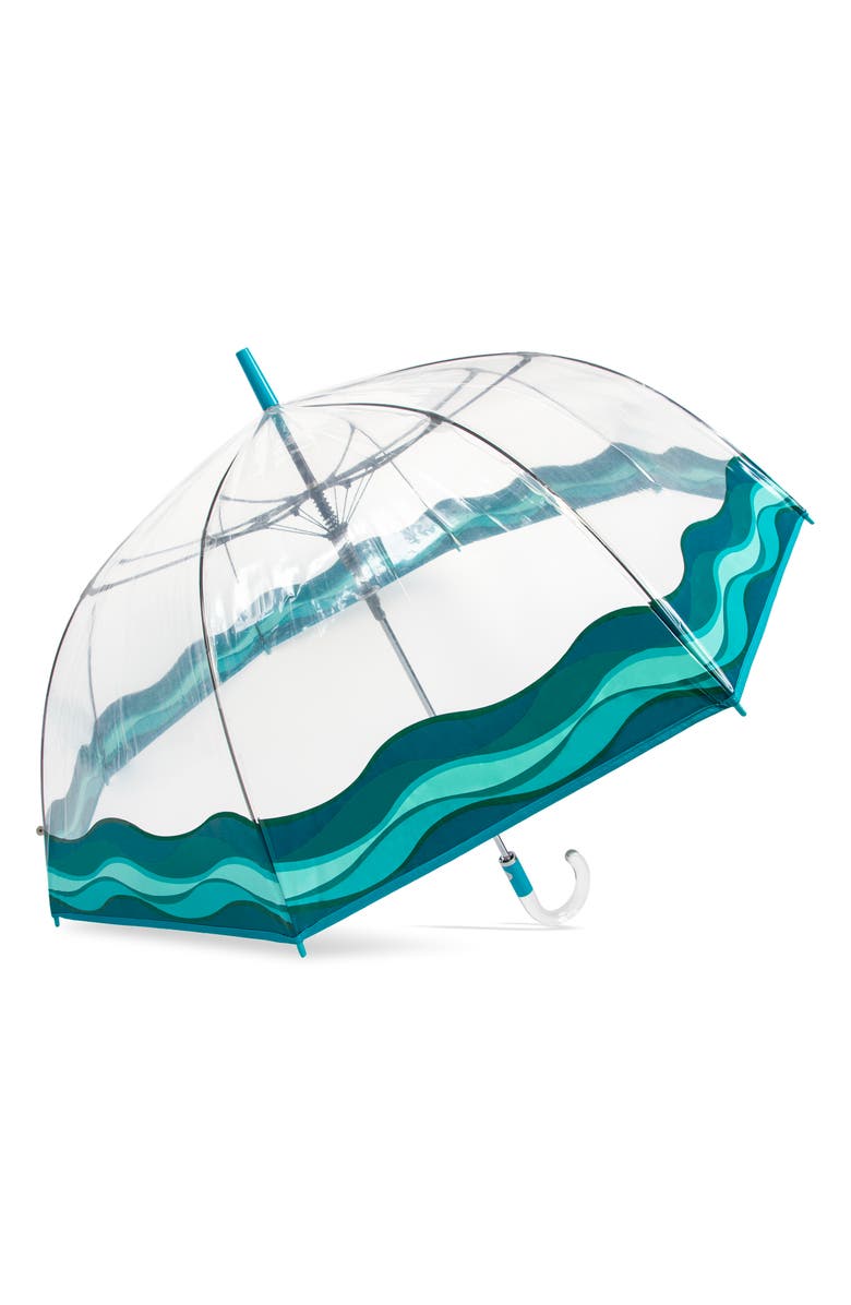 ShedRain Auto Open Bubble Stick Umbrella, Alternate, color, Waves Of Capri
