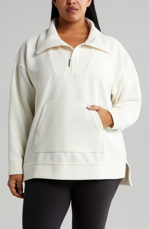 Cozy Ottoman Rib Half Zip Pullover (Plus)