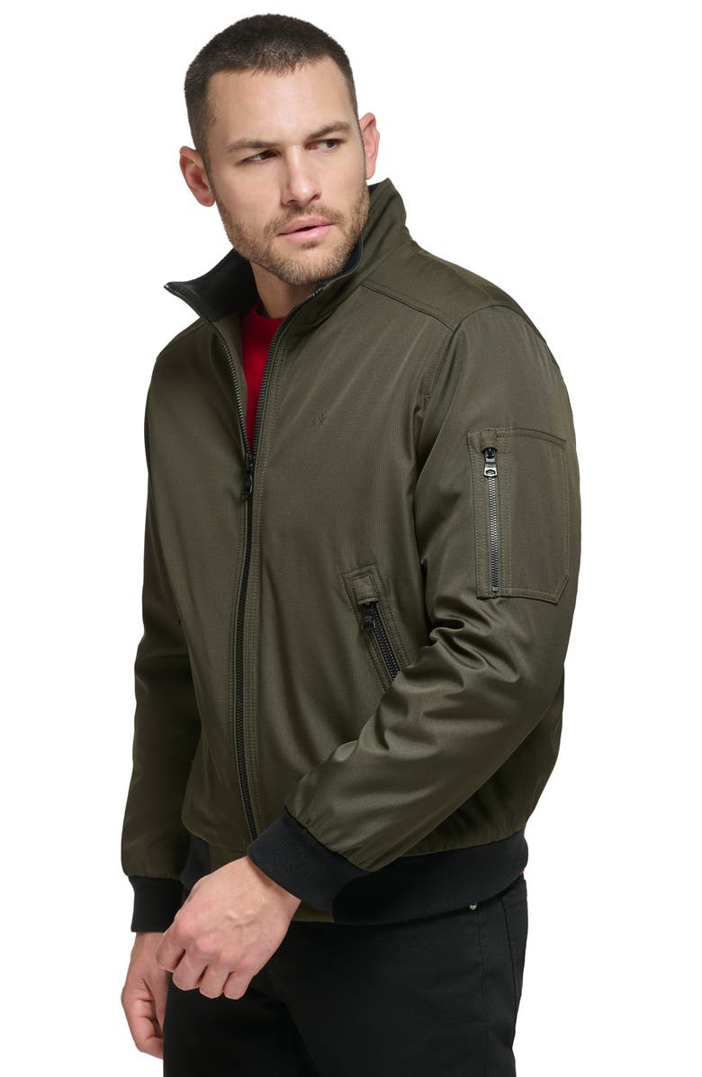 Calvin Klein Classic Water Resistant Bomber Jacket, Alternate, color, Olive