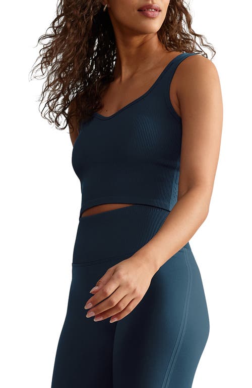 Rhone Embrace Seamless Rib Crop Top In Blue