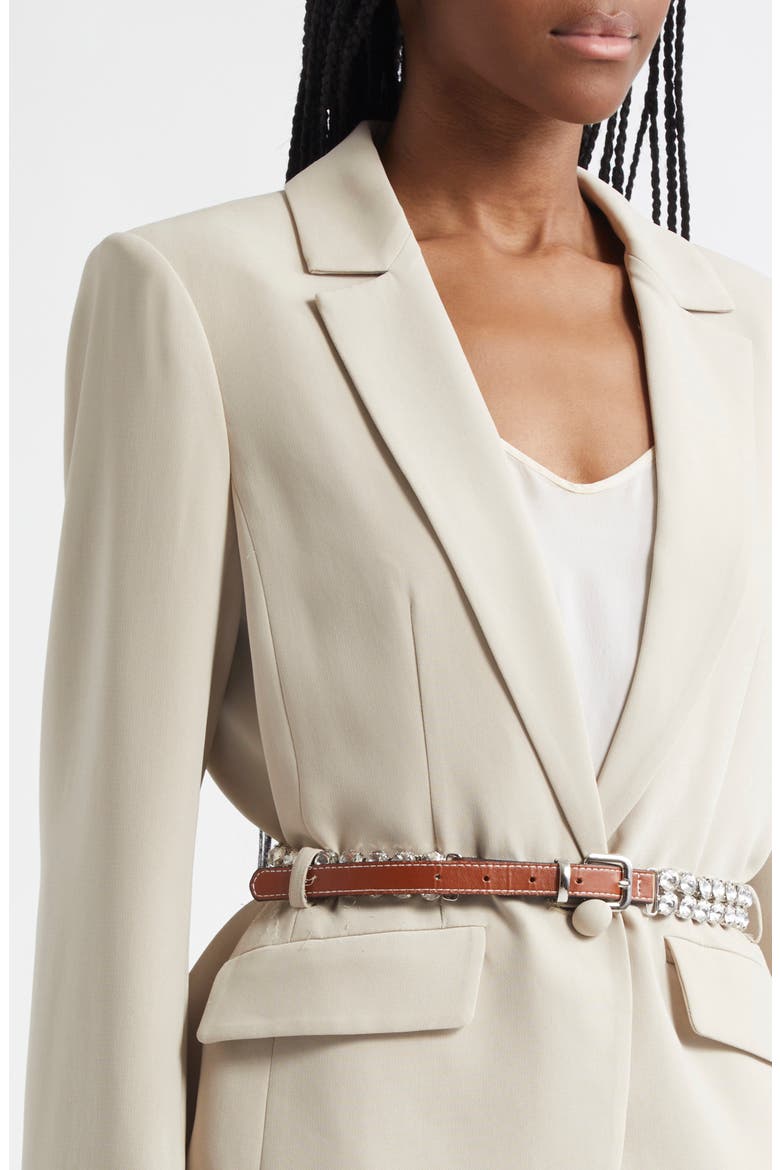 Vittoria Layered Belted Jacket, Alternate, color, KHAKI/ WHITE