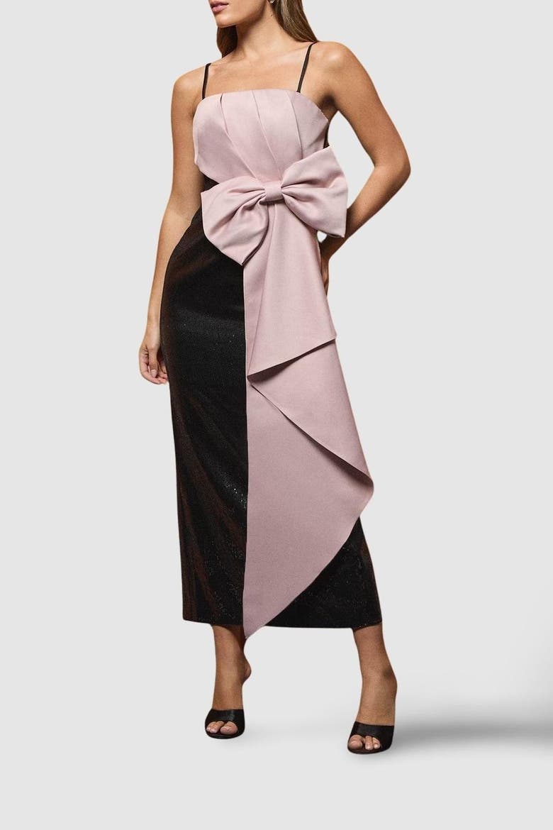 Sequin Bow Maxi Dress, Alternate, color, Black