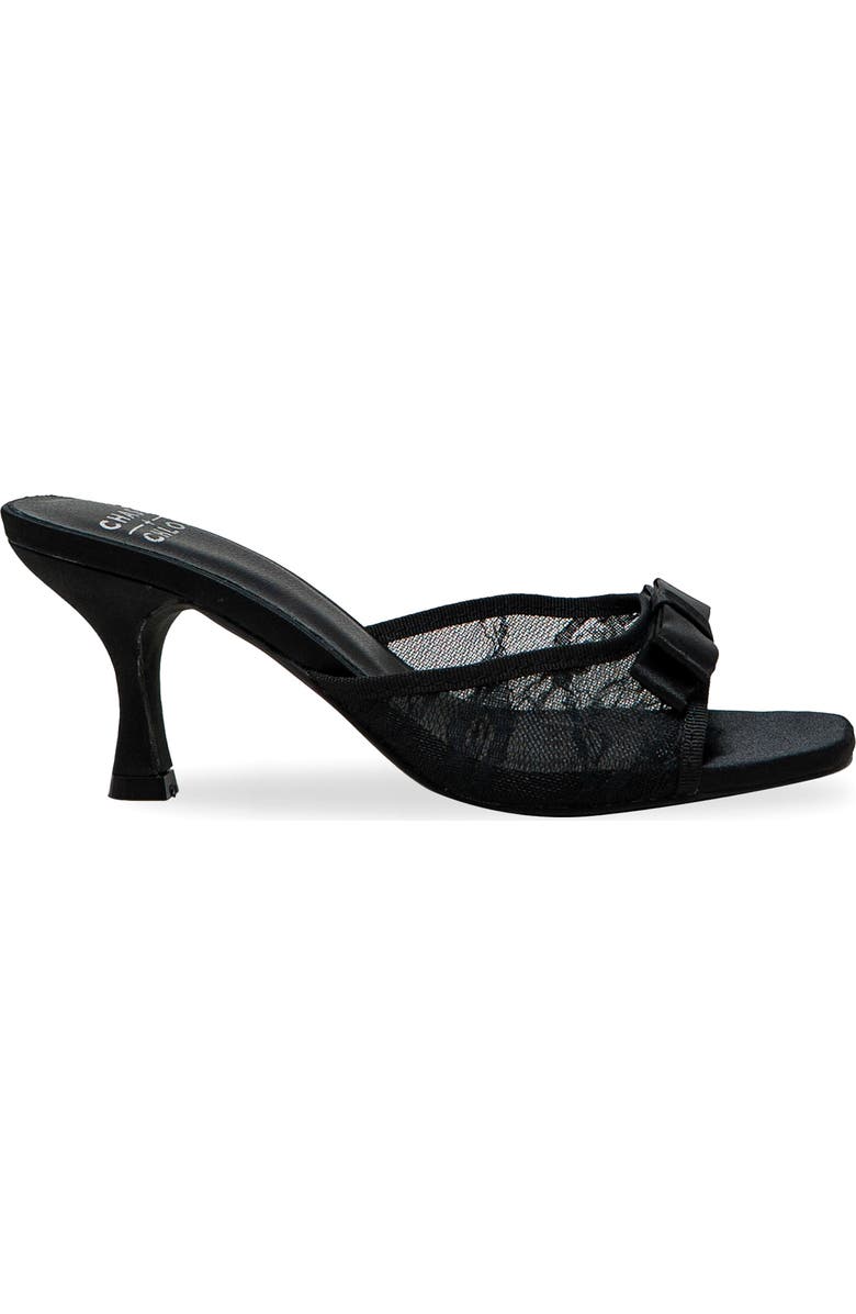 CHASE AND CHLOE Jabari Satin Bow Lace Sandal, Alternate, color, Black Satin