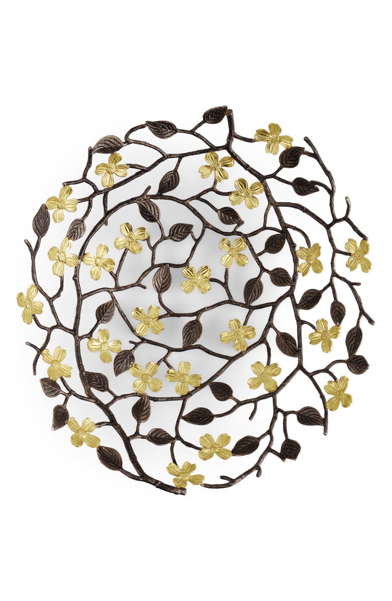 Michael Aram Dogwood Centerpiece Basket, Alternate, color, Brass/ Gold