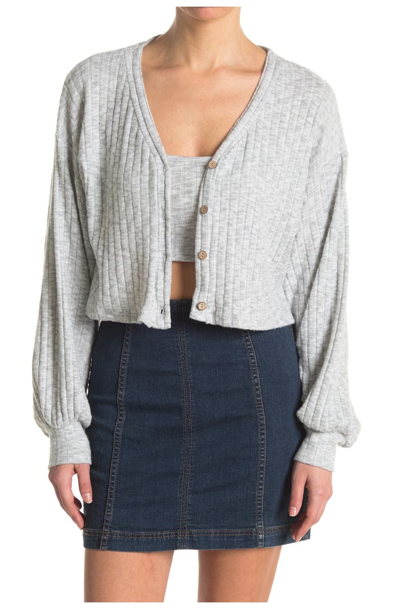 Know One Cares Cropped Ribbed Knit Cardigan, Main, color, 