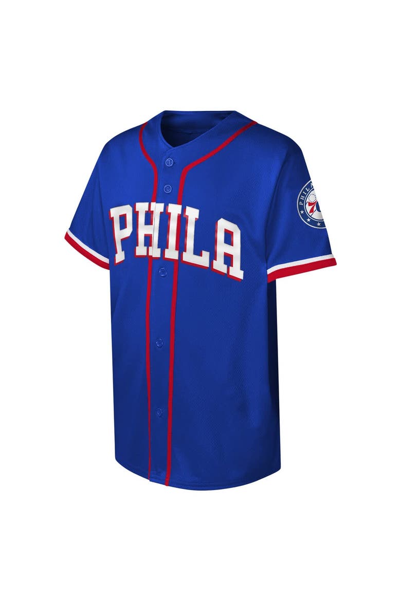 Youth Royal Philadelphia 76ers Stitch Full-Button Baseball  Jersey, Alternate, color, Royal