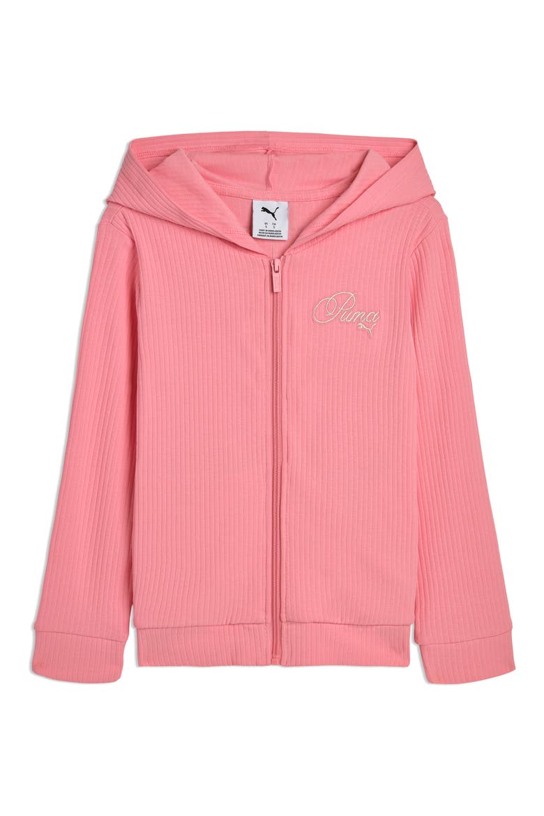 Kids' Bow Society Ribbed Stretch Cotton Hoodie, Main, color, PINKSCAPE