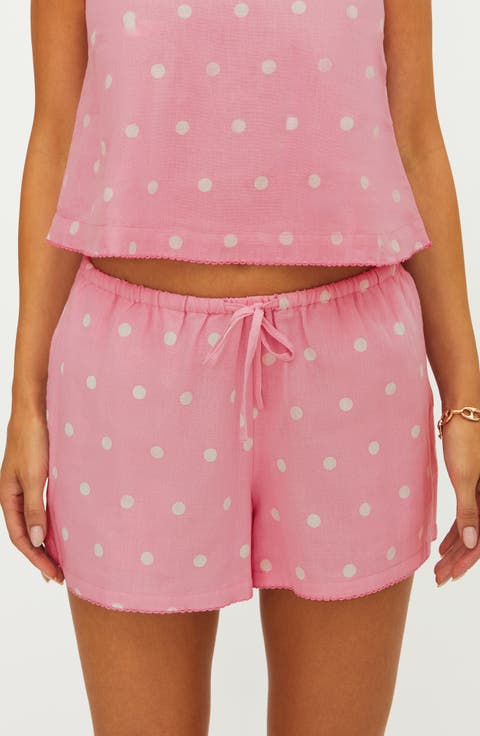 Birkley Polka Dot Cotton & Linen Cover-Up Shorts