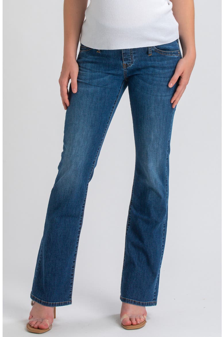 Over the Bump Slim Bootcut Maternity Jeans, Main, color, BLUE
