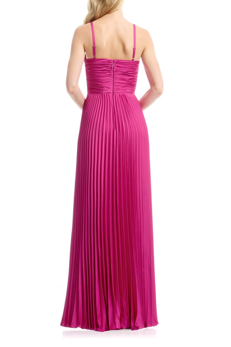 Pleated Satin Gown, Alternate, color, BRIGHT FUCHSIA