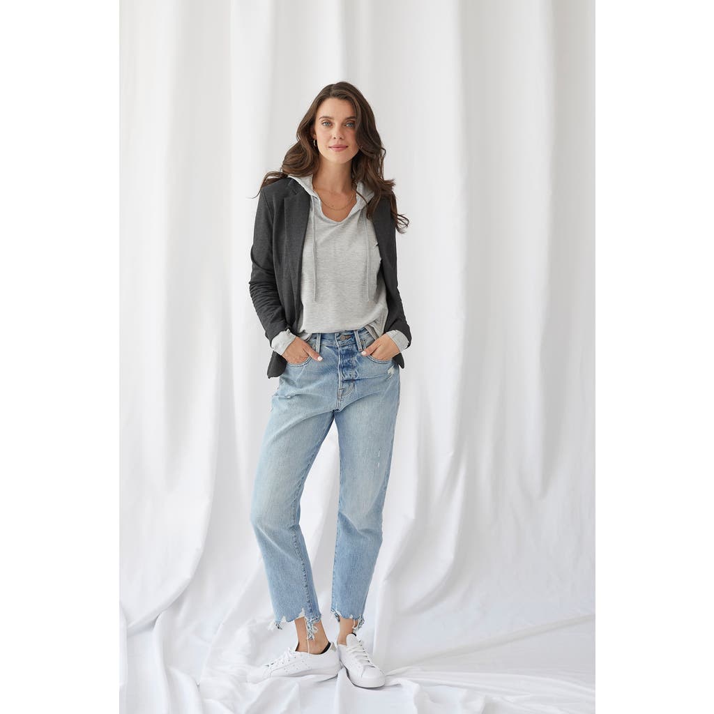 Majestic Filatures French Terry Brushed Fleece One-button Blazer In Blue