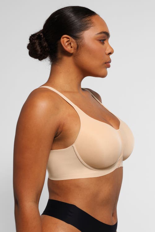 Shapellx Wireless Front-hook Back Smooth Bra In Warm Sand