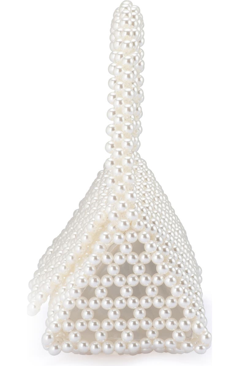 Olga Berg Amrita Faux Pearl Top Handle Bag, Alternate, color, Pearl