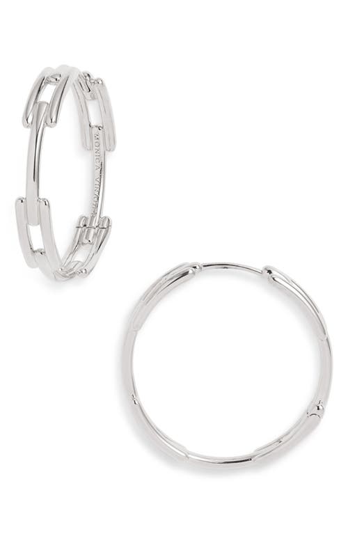 Monica Vinader Medium Signature Link Hoop Earrings In Sterling Silver