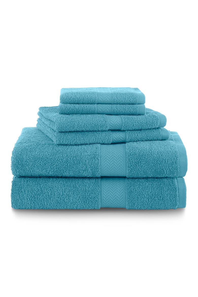 Ringspun 6-Piece Bath Towel Set, Main, color, ISLAND BLUE