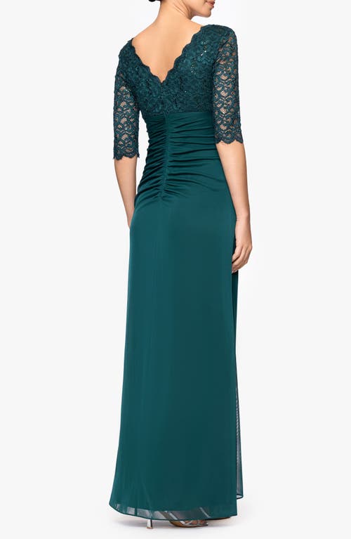 Betsy & Adam Sequin & Lace Bodice A-line Dress In Green