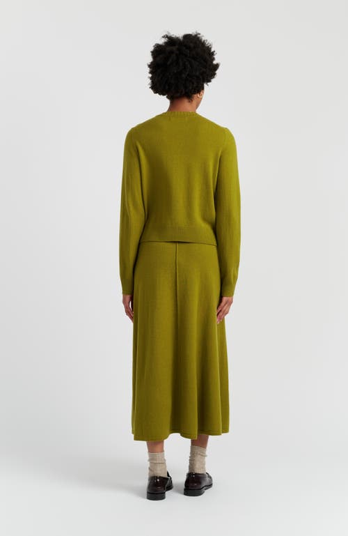 Chinti & Parker Wool Cashmere Blend Crew Neck Cropped Cardigan In Green