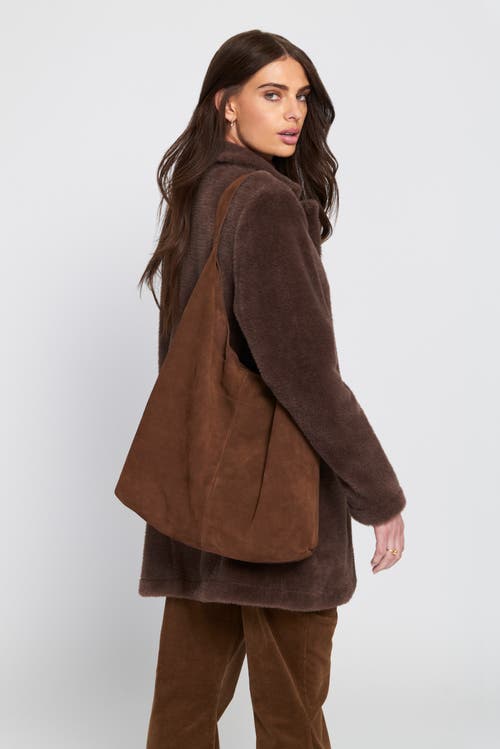 Elle Collection Faux Suede Slouch Bag Totes In Brown