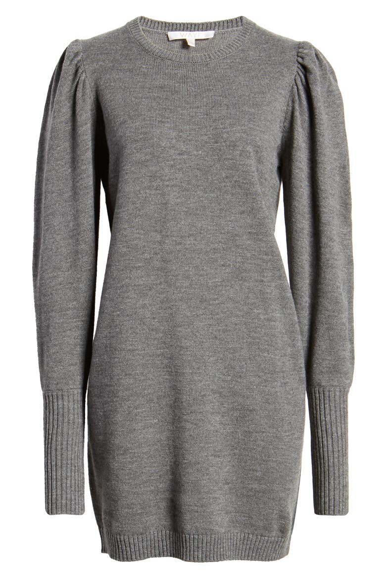 x Influencers San Francisco Puff Sleeve Sweater Dress (Nordstrom Exclusive), Alternate, color, CHARCOAL
