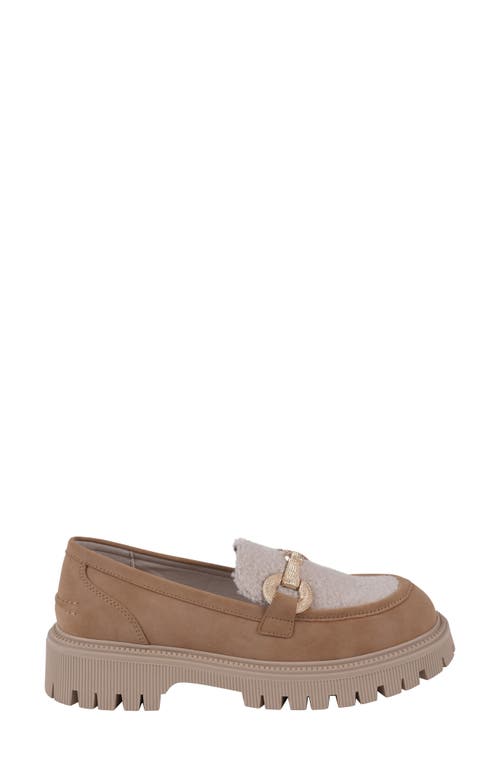 Good Choice New York Vince Faux Shearling Lug Sole Platform Loafer In Camel