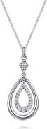 Gabriel & Co. Bujukan White Sapphire Teardrop Pendant Sterling Silver Necklace