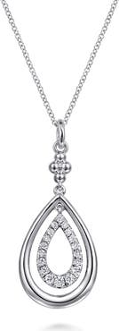 Gabriel & Co. Bujukan White Sapphire Teardrop Pendant Sterling Silver Necklace