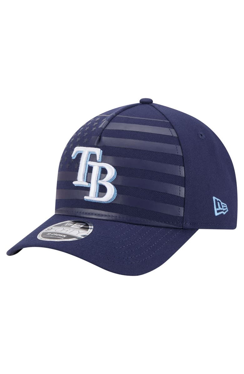 New Era Men's New Era Navy Tampa Bay Rays American Flag 9FORTY M-Crown A-Frame Adjustable Hat, Main, color, Navy