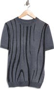 T.R. PREMIUM Abstract Linear Jacquard Short Sleeve Sweater