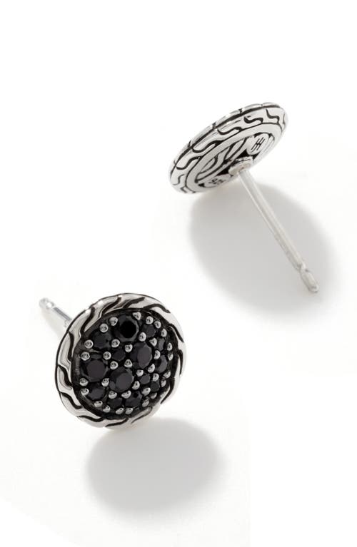 John Hardy Carved Chain Stud Earring Silver Pavé In Black