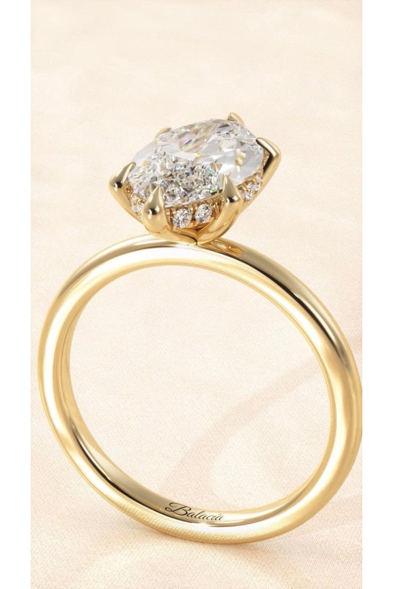 Marquise Diamond Solitaire Hidden Halo Engagement Ring, Alternate, color, Yellow gold
