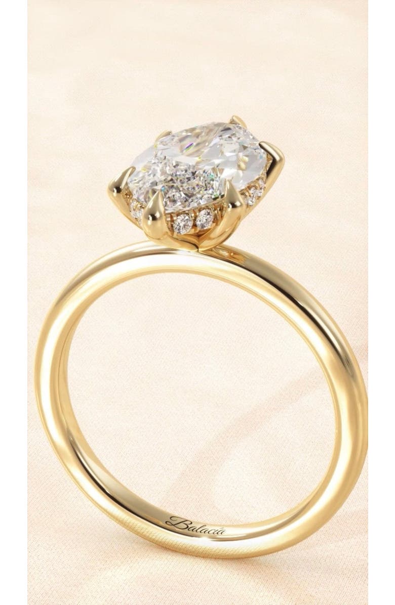 Balacia Marquise Diamond Solitaire Hidden Halo Engagement Ring, Alternate, color, Yellow Gold
