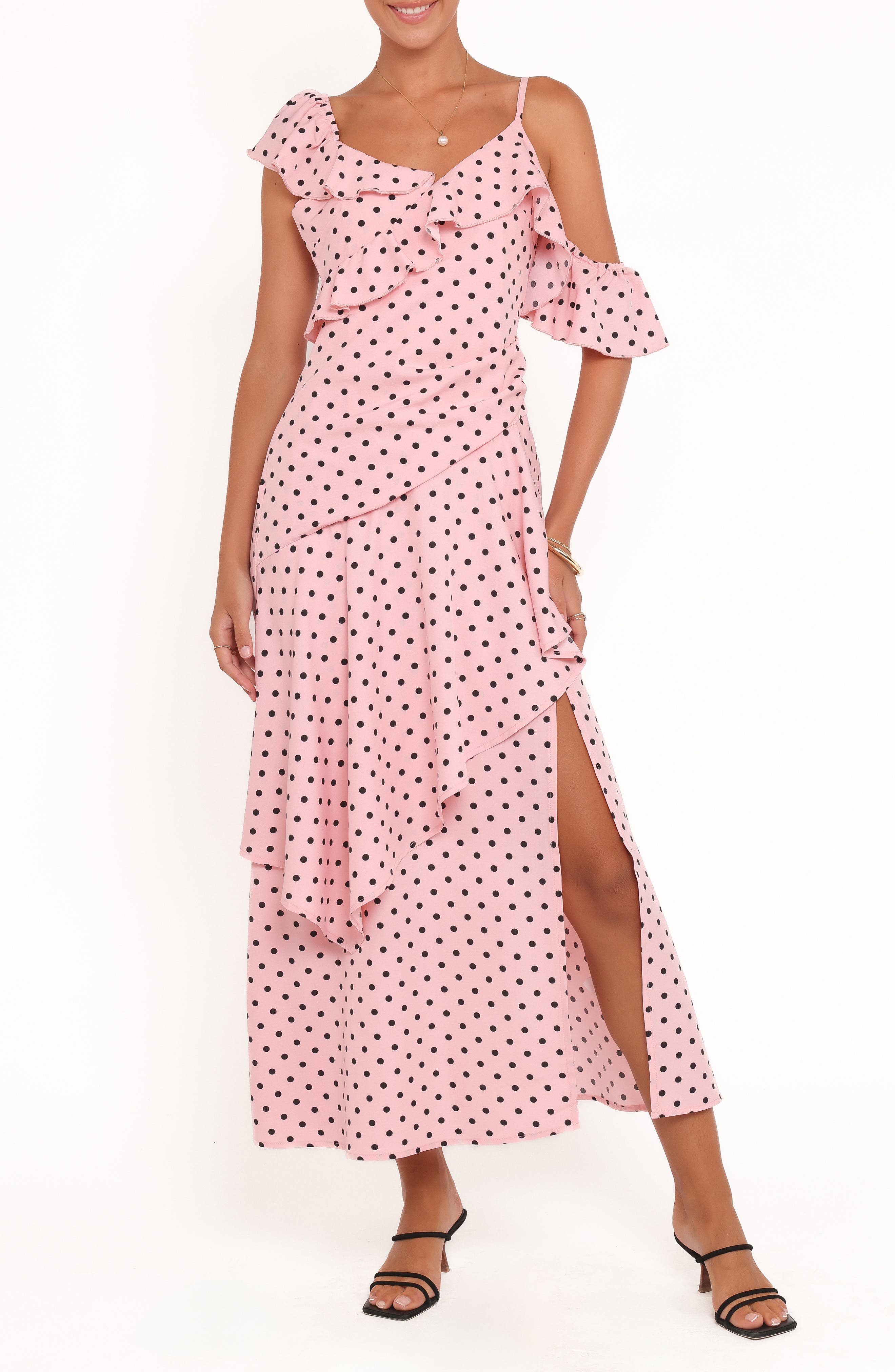 Petal & Pup Adelina Polka Dot Asymmetric Cocktail Dress