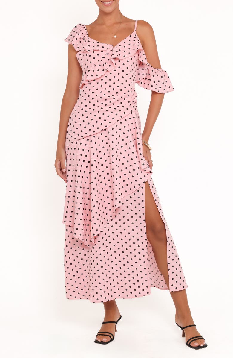 Petal & Pup Adelina Polka Dot Asymmetric Cocktail Dress, Main, color, Pink Polka Dot