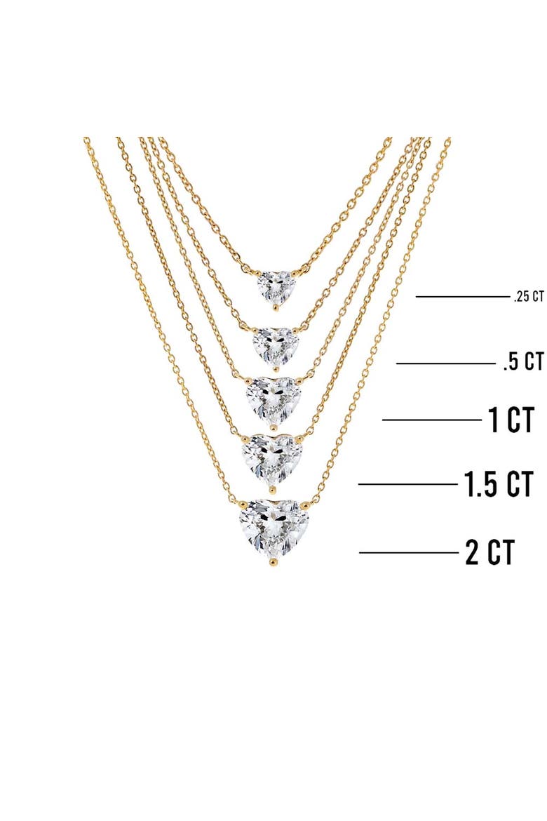 Lab Grown Diamond Heart Solitaire Necklace 14K, Alternate, color, 14K White Gold - 2 Carat