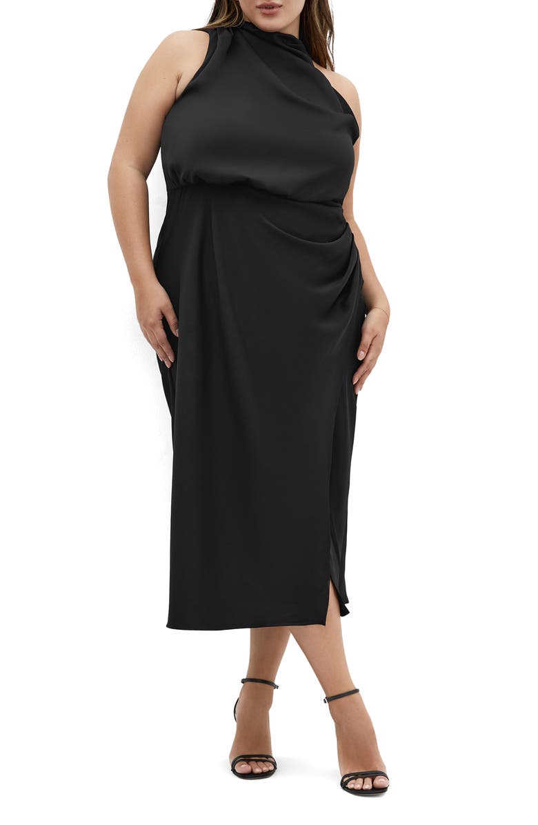 City Chic Limelight Halter Neck Midi Dress, Main, color,