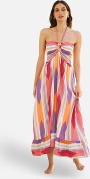 Yumi Block Print Cotton Maxi Dress