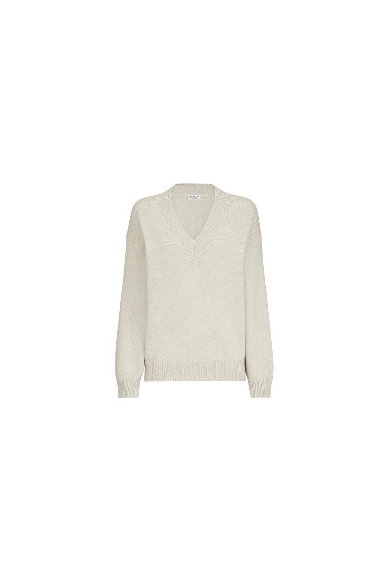 Cashmere and silk Diamond yarn sweater, Alternate, color, Ivory