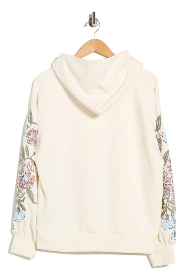 Embroidered Hooded Sweatshirt, Alternate, color, WHITE CAP GREY