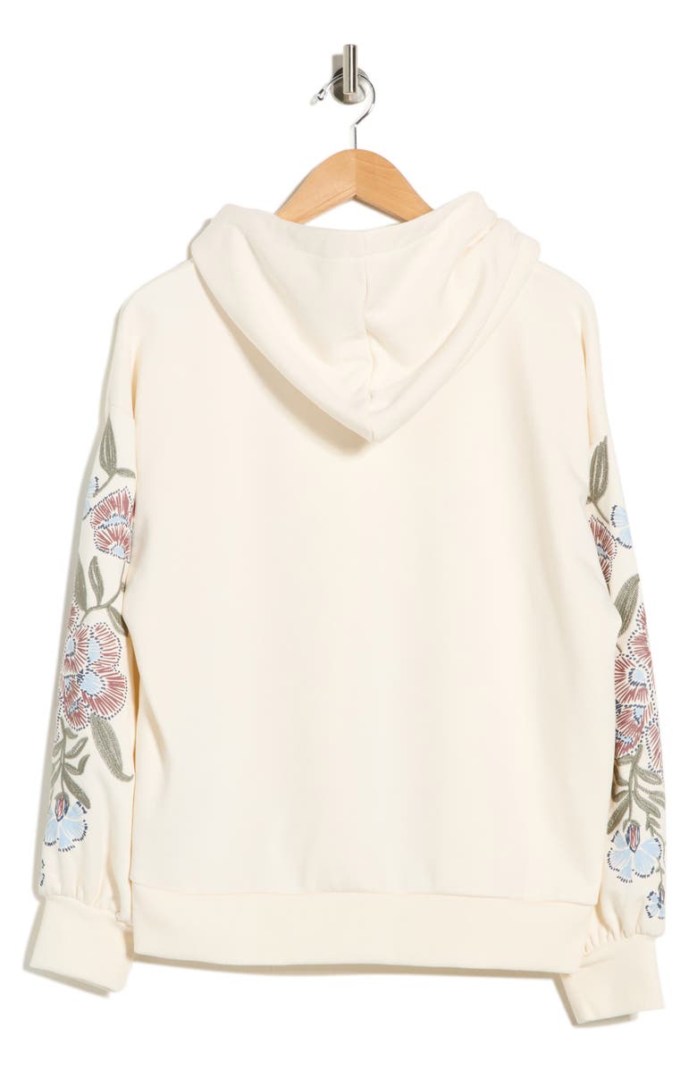 Scotch & Soda Embroidered Hooded Sweatshirt, Alternate, color, White Cap Grey