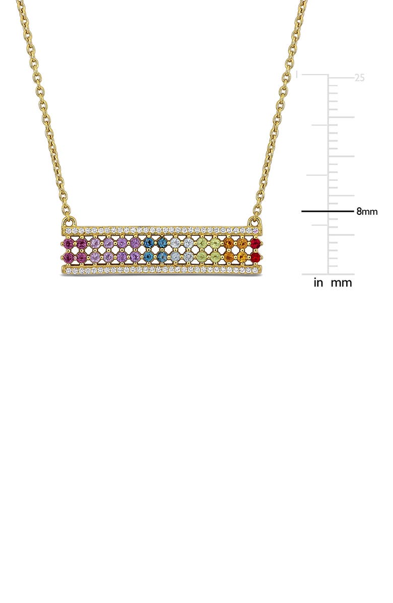 DELMAR Rainbow Semiprecious Stone & Lab-Grown White Sapphire Bar Pendant Necklace, Alternate, color, Blue Multi